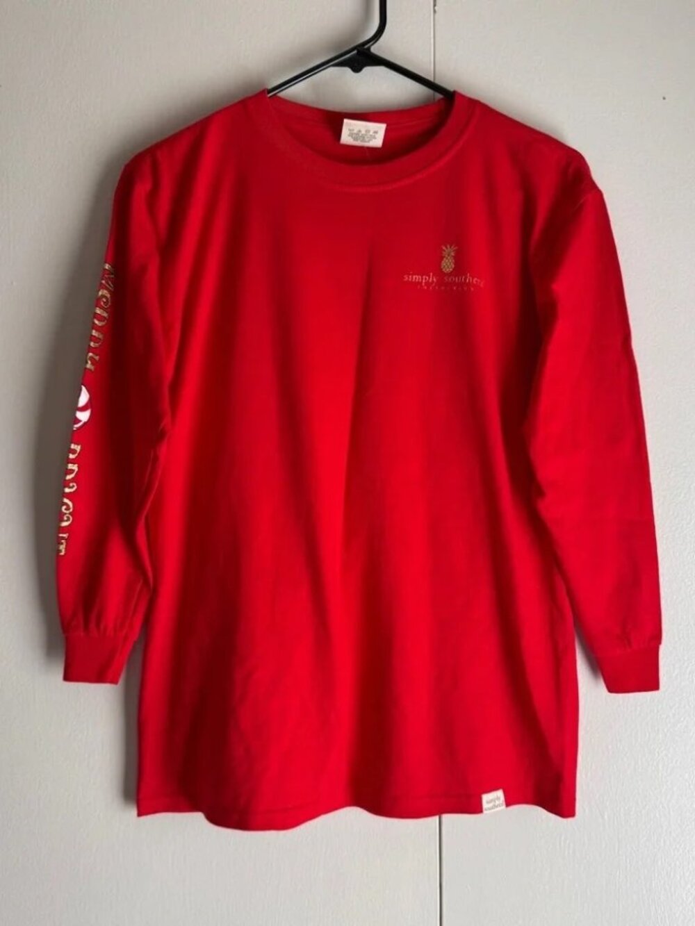 Simply Southern NEW Nuts About Christmas Merry Bright Red Longsleeve Youth Large